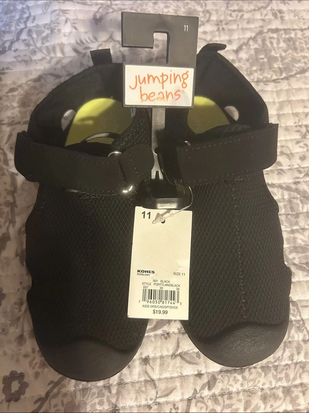 jumping beans Black and Neon Green Kids Water Shoes